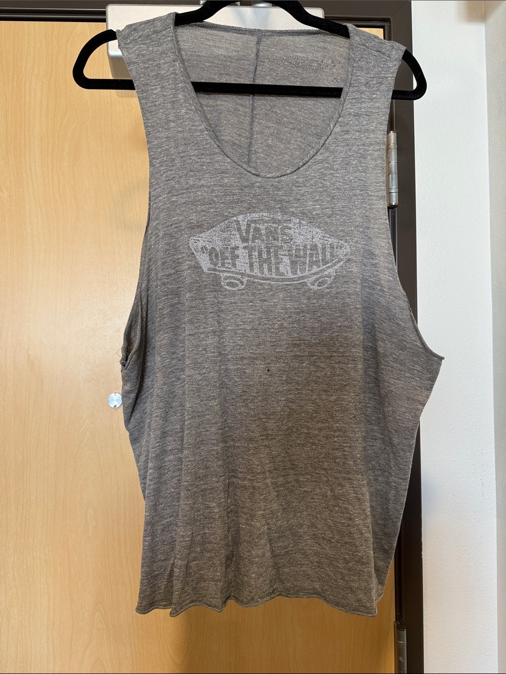 Vans Gray Scoop-Neck Muscle Tank with Faded Logo
